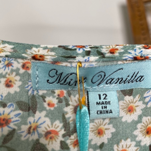 Baby Blue Floral V-Neck Crop Top - Picture 4 of 6